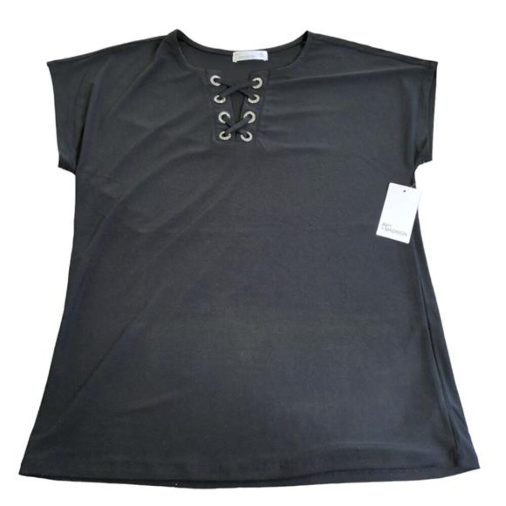 NEW 89th and Madison Lace Up Top Black Beauty Women's (S, M, L)